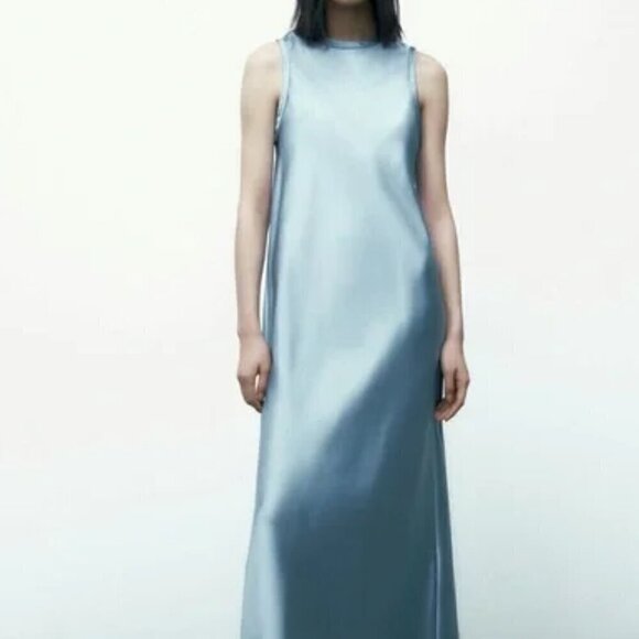 ZARA SATIN EFFECT DRESS - Picture 1 of 8